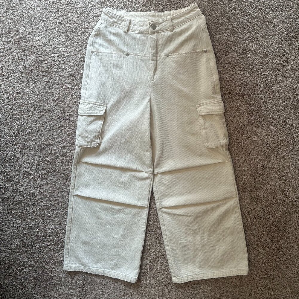 CUBIC Cotton Wide-Leg Cargo Pants – Size 8 | 100% Cotton